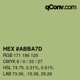 颜色代码: HEX #ABBA7D | qconv.com