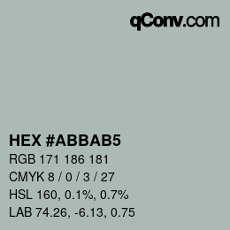Color code: HEX #ABBAB5 | qconv.com