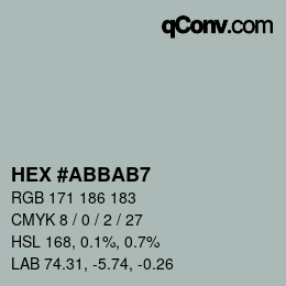 颜色代码: HEX #ABBAB7 | qconv.com