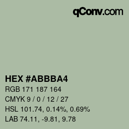 Color code: HEX #ABBBA4 | qconv.com