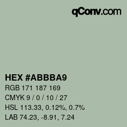 カラーコード: HEX #ABBBA9 | qconv.com