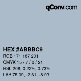 カラーコード: HEX #ABBBC9 | qconv.com