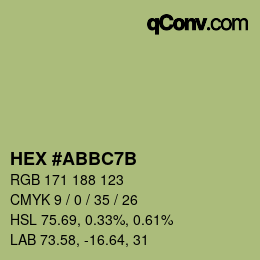 Color code: HEX #ABBC7B | qconv.com