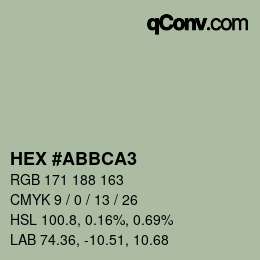 Color code: HEX #ABBCA3 | qconv.com
