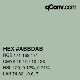 カラーコード: HEX #ABBDAB | qconv.com