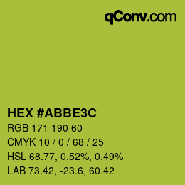 Color code: HEX #ABBE3C | qconv.com