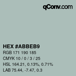 カラーコード: HEX #ABBEB9 | qconv.com
