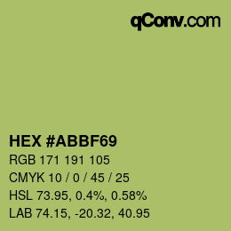 Farbcode: HEX #ABBF69 | qconv.com