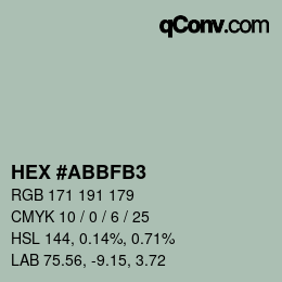 Color code: HEX #ABBFB3 | qconv.com