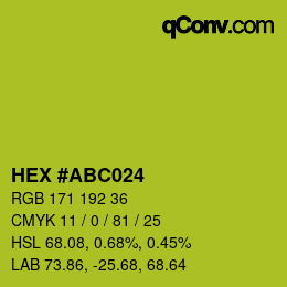 Color code: HEX #ABC024 | qconv.com