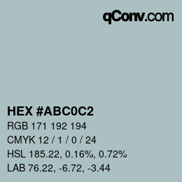 Code couleur: HEX #ABC0C2 | qconv.com