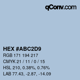 颜色代码: HEX #ABC2D9 | qconv.com