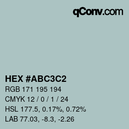 Farbcode: HEX #ABC3C2 | qconv.com
