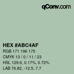 颜色代码: HEX #ABC4AF | qconv.com