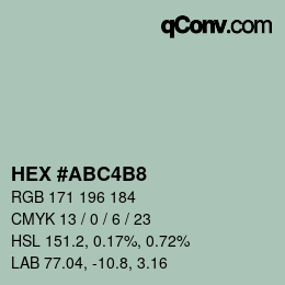 颜色代码: HEX #ABC4B8 | qconv.com