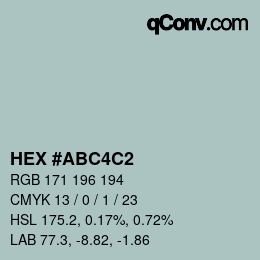 Color code: HEX #ABC4C2 | qconv.com