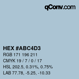颜色代码: HEX #ABC4D3 | qconv.com