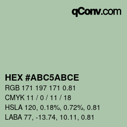 Farbcode: HEX #ABC5ABCE | qconv.com
