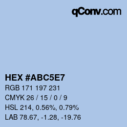 Farbcode: HEX #ABC5E7 | qconv.com