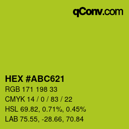 カラーコード: HEX #ABC621 | qconv.com
