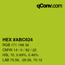 Code couleur: HEX #ABC624 | qconv.com