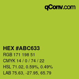 カラーコード: HEX #ABC633 | qconv.com