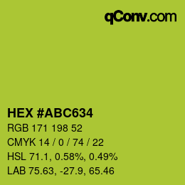 カラーコード: HEX #ABC634 | qconv.com