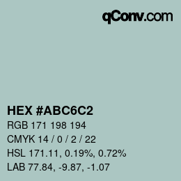 カラーコード: HEX #ABC6C2 | qconv.com