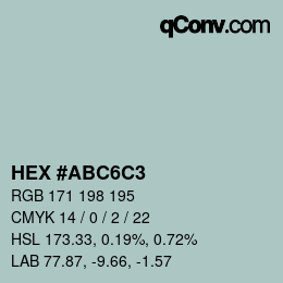 Farbcode: HEX #ABC6C3 | qconv.com