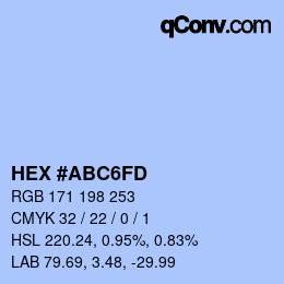 カラーコード: HEX #ABC6FD | qconv.com