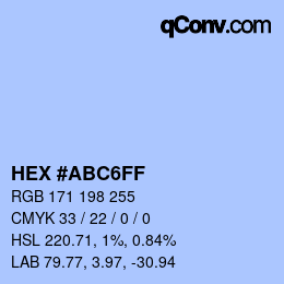 Código de color: HEX #ABC6FF | qconv.com