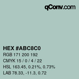 Color code: HEX #ABC8C0 | qconv.com