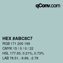 カラーコード: HEX #ABC8C7 | qconv.com