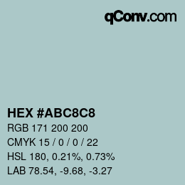 Farbcode: HEX #ABC8C8 | qconv.com