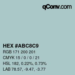 颜色代码: HEX #ABC8C9 | qconv.com