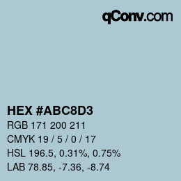 颜色代码: HEX #ABC8D3 | qconv.com