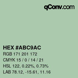 Color code: HEX #ABC9AC | qconv.com