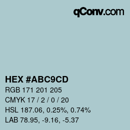 Color code: HEX #ABC9CD | qconv.com