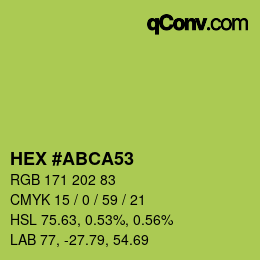 カラーコード: HEX #ABCA53 | qconv.com