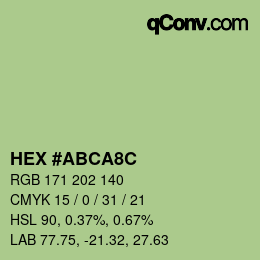 Color code: HEX #ABCA8C | qconv.com