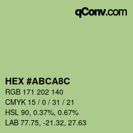 カラーコード: HEX #ABCA8C | qconv.com