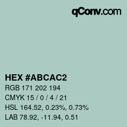 Color code: HEX #ABCAC2 | qconv.com