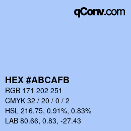 カラーコード: HEX #ABCAFB | qconv.com
