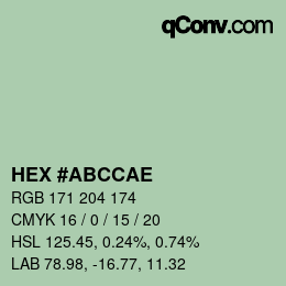 Color code: HEX #ABCCAE | qconv.com