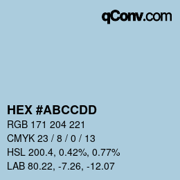 Farbcode: HEX #ABCCDD | qconv.com