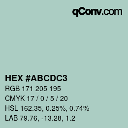 Color code: HEX #ABCDC3 | qconv.com
