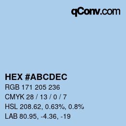 Color code: HEX #ABCDEC | qconv.com