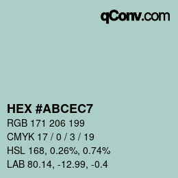 カラーコード: HEX #ABCEC7 | qconv.com