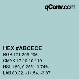 Farbcode: HEX #ABCECE | qconv.com