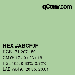 カラーコード: HEX #ABCF9F | qconv.com